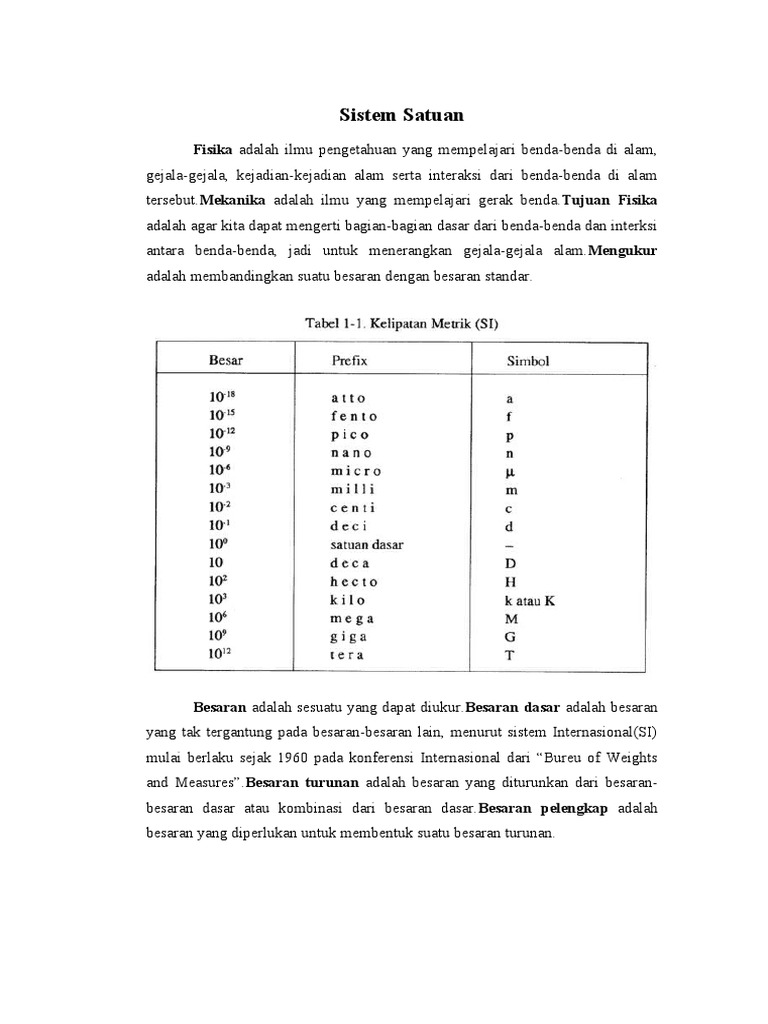 Sistem Satuan | PDF