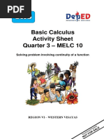 G11 BasicCal Q3 MELC10 Solves Problem Involving Continuity of A Function