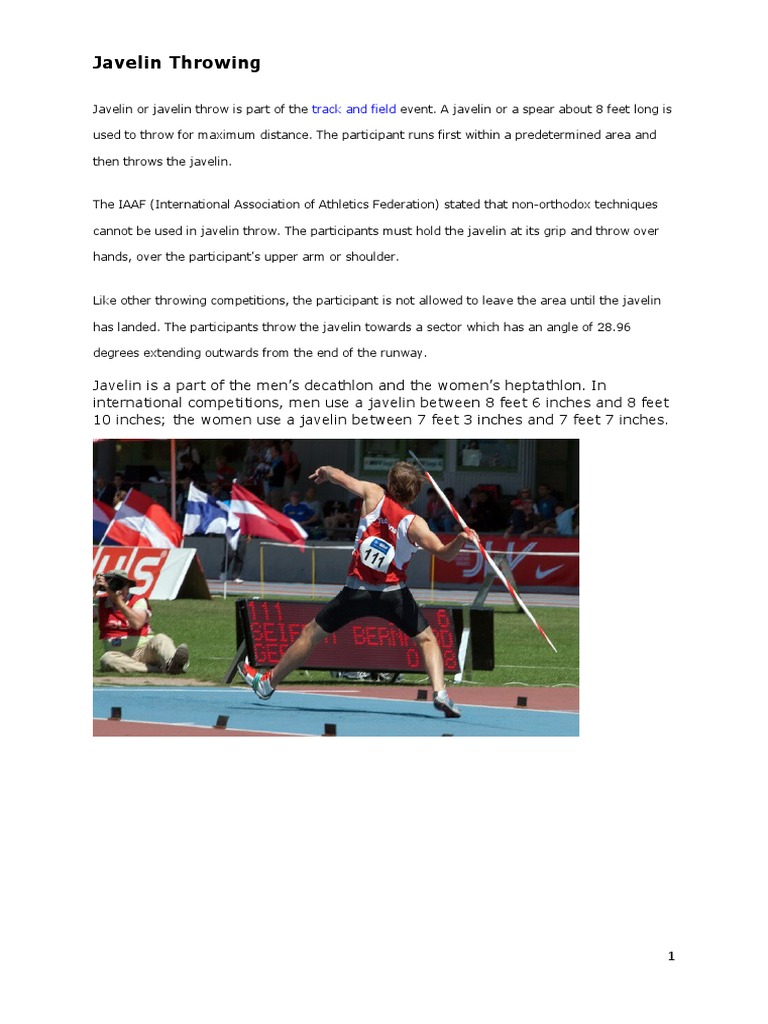 Javelin Throwing Track and Field PDF