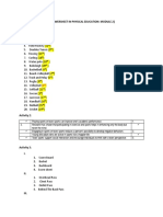 (Answersheet in Physical Education: Module 2) Activity 1:: TH) TH TH TH TH TH TH TH TH TH ND TH TH