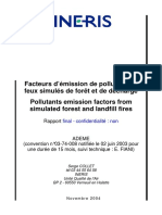 Facteurs D'émission de Polluants de Feux Simulés de Forêt Et de Décharge Pollutants Emission Factors From Simulated Forest and Landfill Fires