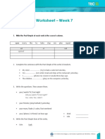 Past Simple: Worksheet - Week 7