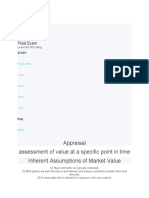 Appraisal Assessment of Value at A Specific Point in Time Inherent Assumptions of Market Value