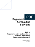 RAB 94 Reglamento Boliviano Búsqueda Salvamento Aeronaves