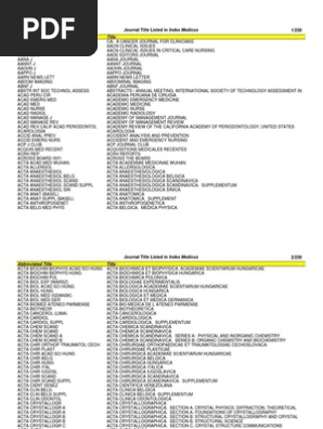 Abbreviated Title Medicine Health Care