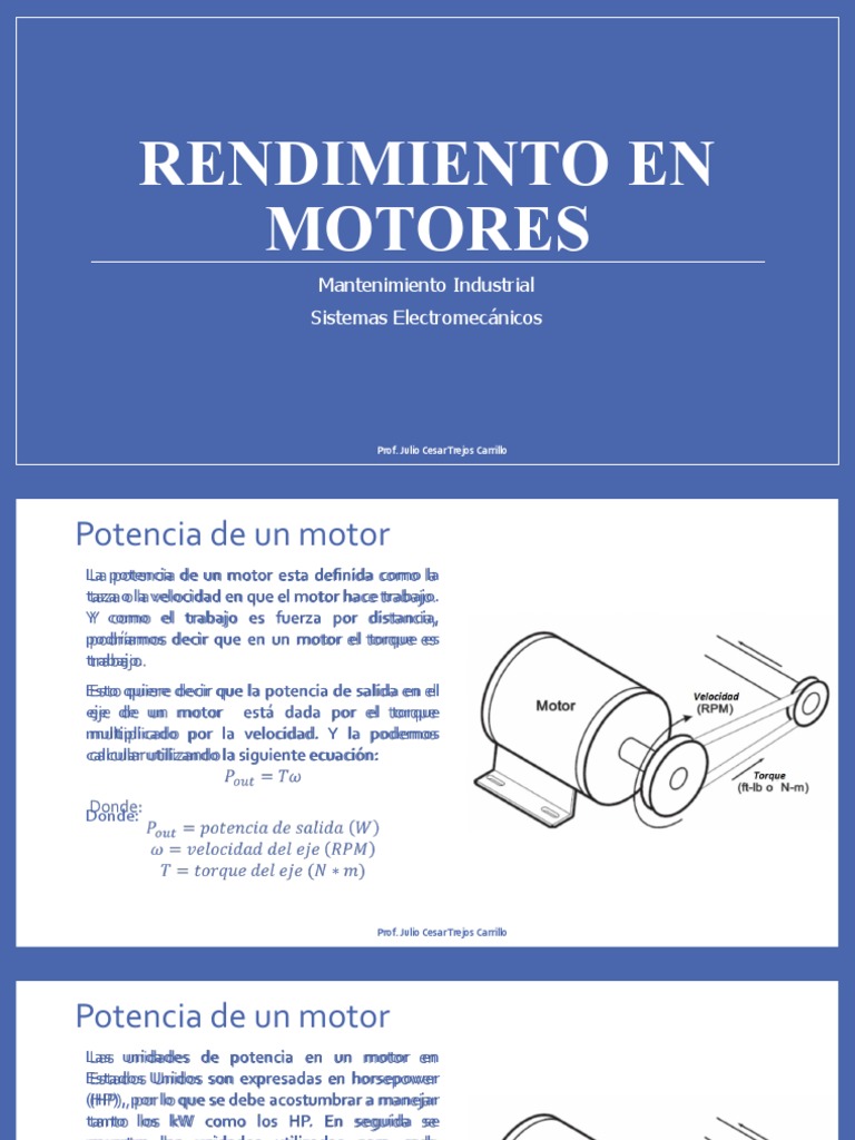 Rendimiento en Motores | PDF | Caballo de fuerza | Energia electrica
