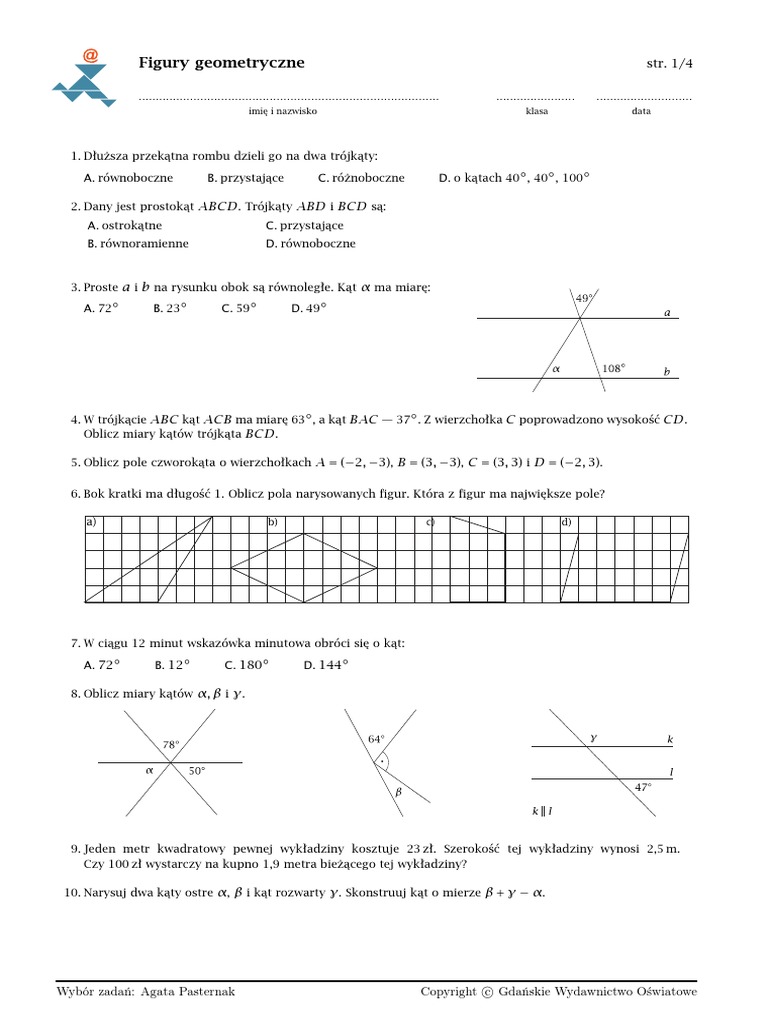 Figury Geometryczne Klasa 4 Pdf