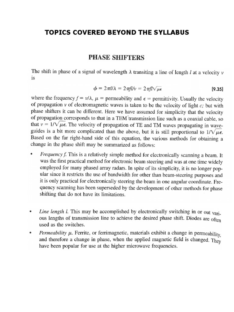 Topics Covered Beyond The Syllabus Radar Systems PDF