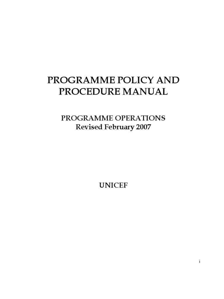 UNICEF Programme Policy Manual | PDF | International Development | Audit