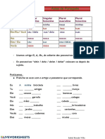 Aulas de Português sobre pronomes possessivos