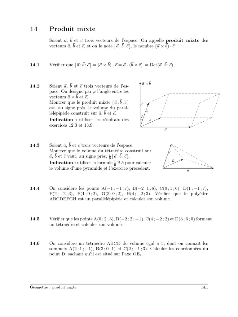 Volume du tétraèdre et produit mixte PDF Le volume Tétraèdre — free download
