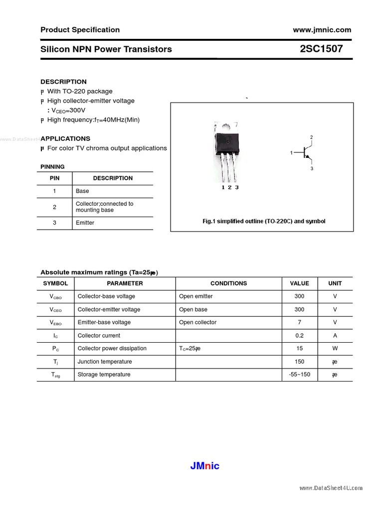 Silicon NPN Power Transistors Description PDF Bipolar Junction Transistor Semiconductors