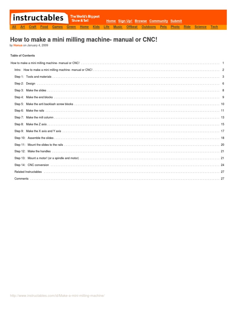 Build a Mini Milling Machine Guide | PDF | Numerical Control | Screw