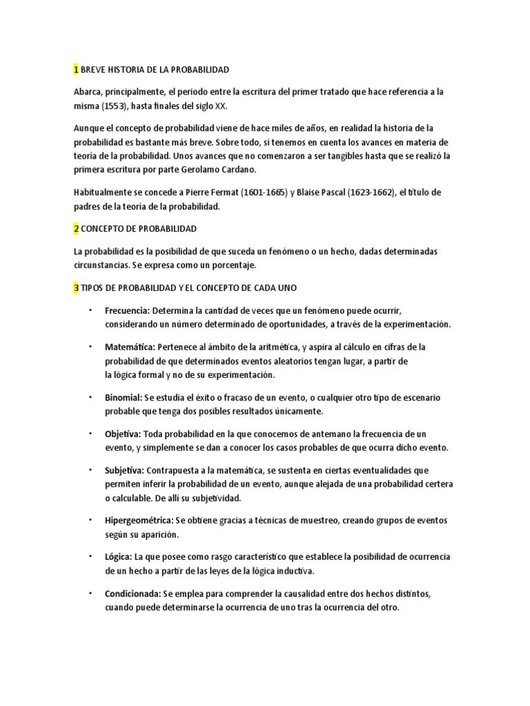 1 Breve Historia de La Probabilidad