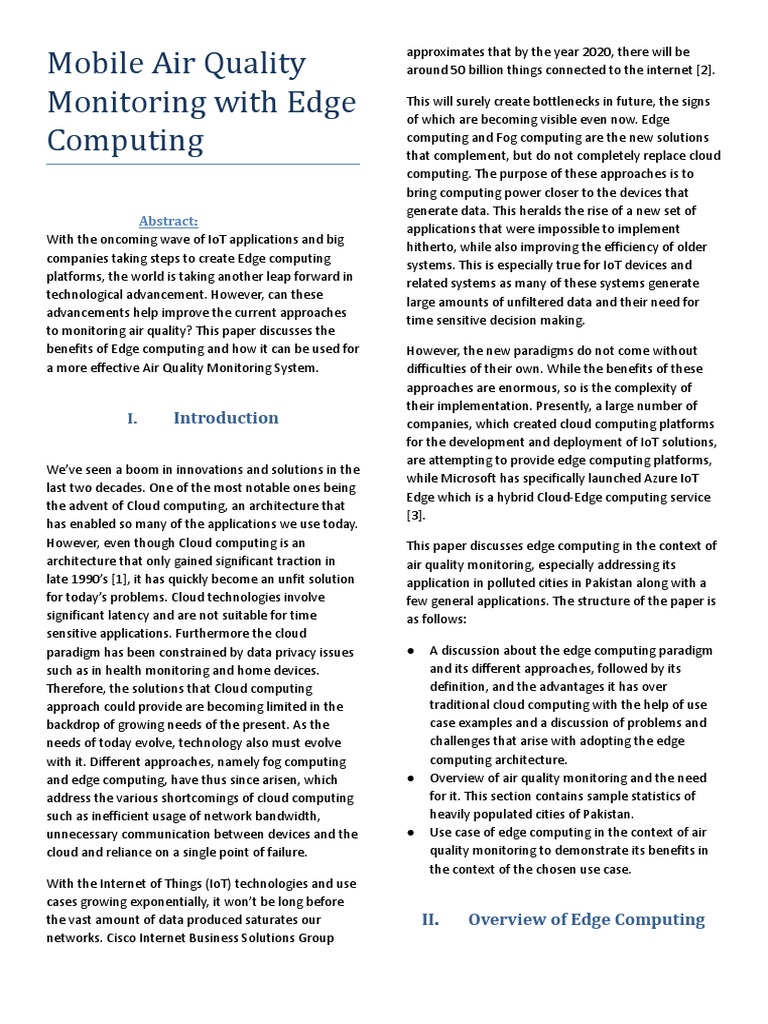 Mobile Air Quality Monitoring With Edge Computing Abstract Pdf
