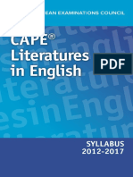 Cape Literatures in English: Syllabus 2012-2017
