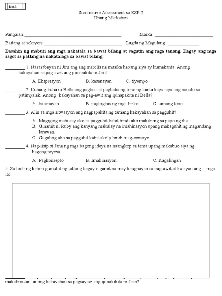 Summative Assessment Sa ESP 2 1-4 | PDF