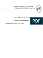 Laboratorio de Mecánica de Materiales. Practica 2. "Ensayo de Tensión". PDF