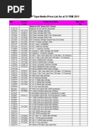 HP Tape Media Price List As at 21 FEB 2011: Vendor Min Order Code Qty