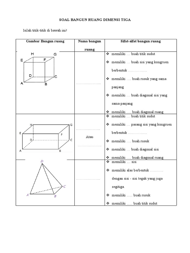 Soal Bangun Ruang Dimensi Tiga | PDF