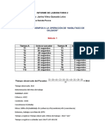 INFORME DE LABORATORIO 2 - Tiempos en Segundos