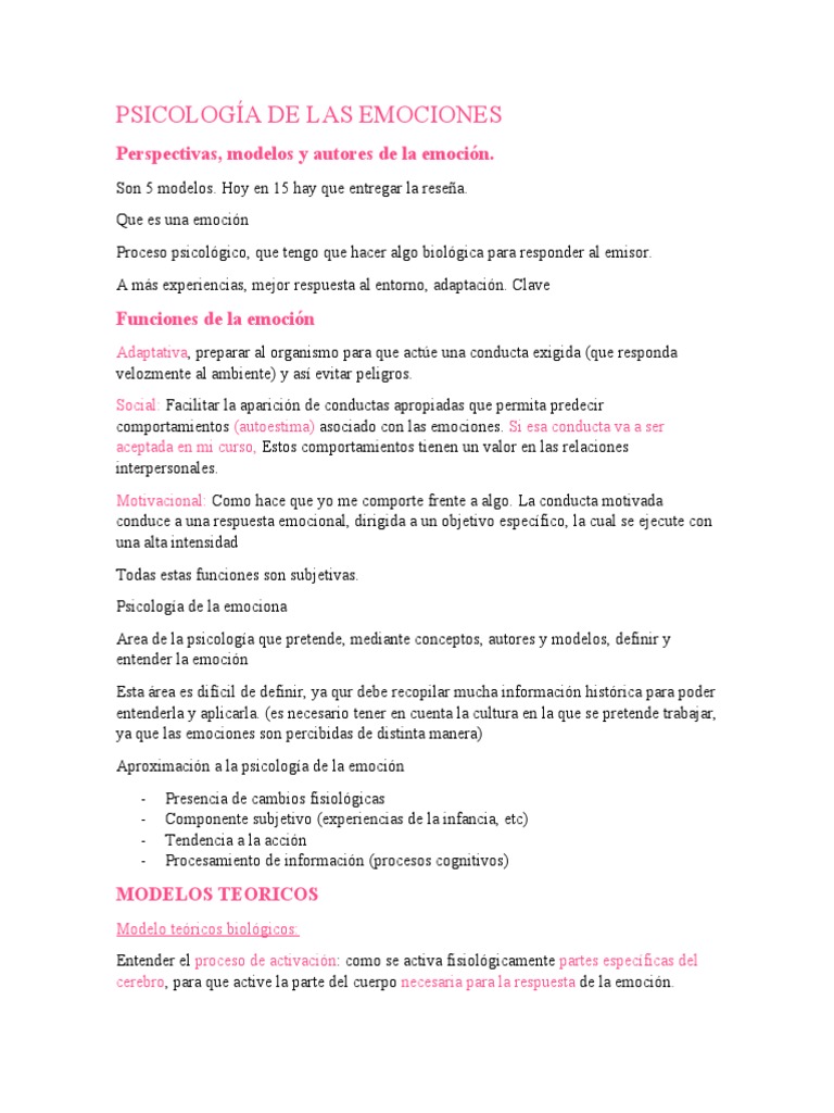 Psicología de las Emociones: Modelos y Funciones | PDF | Las emociones ...