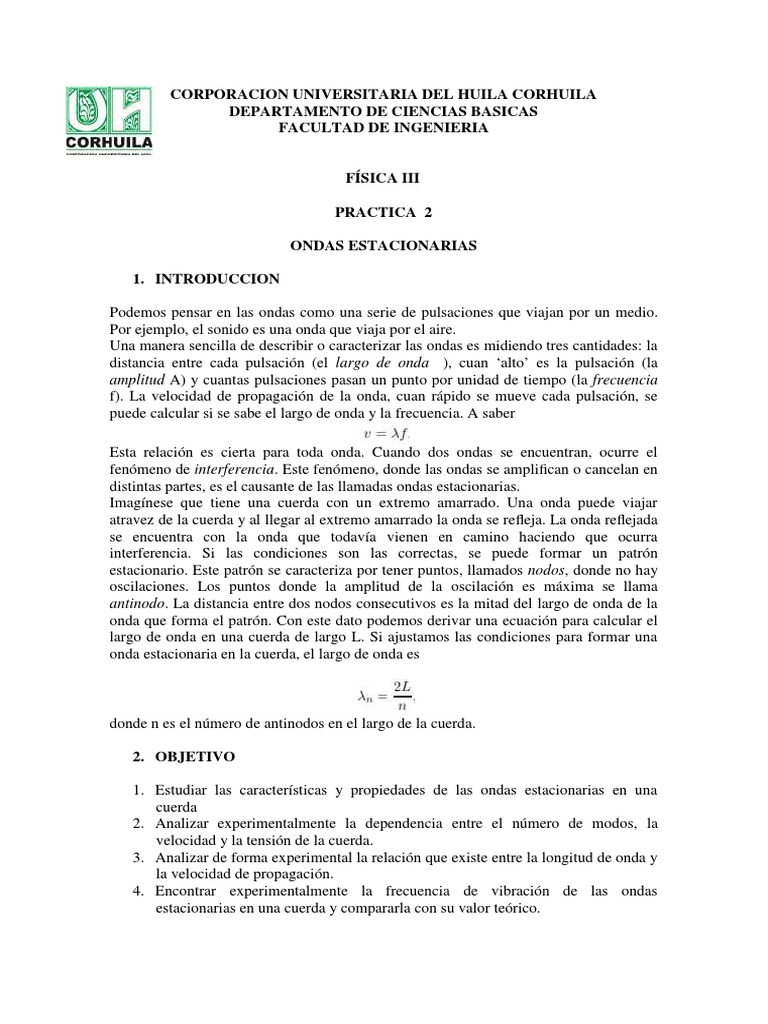 Practica 2 ONDAS ESTACIONARIAS | PDF | Olas | Frecuencia