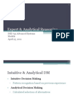 Expert & Analytical Reasoning: IHE 735 Advanced Systems Models April 25, 2011