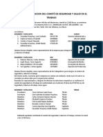 Acta de Constitucion Del Comité de Seguridad y Salud en El Trabajo