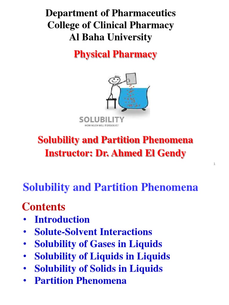 Solubility & Partition Phenomena Guide | PDF | Solution | Chemical Polarity