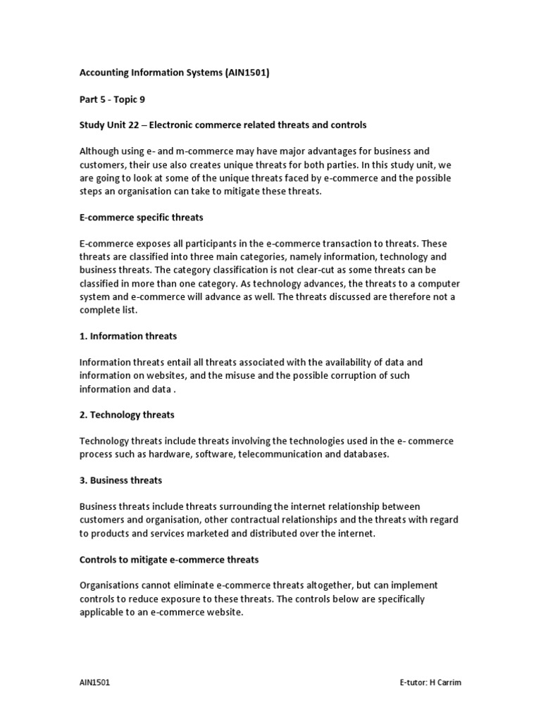 E-Commerce Threats and Mitigation Strategies | PDF | E Commerce ...
