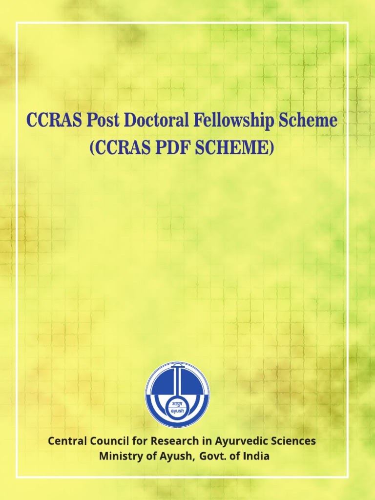 CCRAS Post Doctoral Fellowship Scheme PDF Ayurveda Doctorate