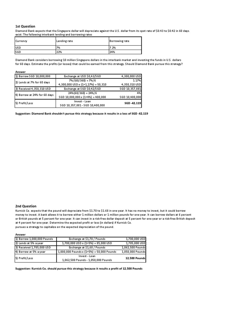 1st Question: Answer | PDF | United States Dollar | Banks