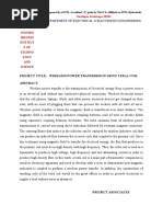 Project Title: Wireless Power Transmission Using Tesla Coil Abstract