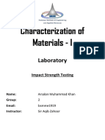 Characterization of Materials - I Laboratory Impact Strength Testing