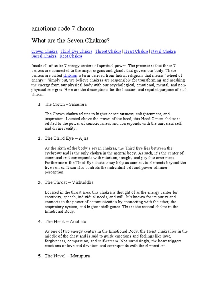Understanding the 7 Chakras and Emotions | PDF | Chakra | Tantra