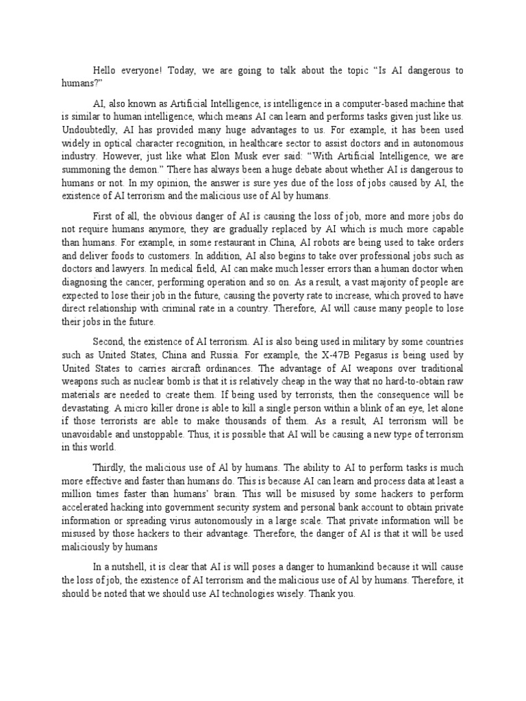 Is AI Dangerous To Humans? PDF Artificial Intelligence