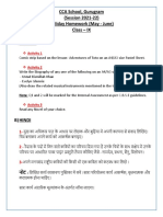 CCA School, Gurugram (Session 2021-22) Holiday Homework (May - June) Class - IX A) English