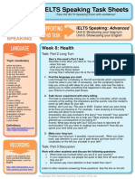 IELTS Speaking Task Sheets: Week 8: Health