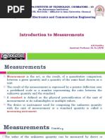 Introduction To Measurements: Department of Electronics and Communication Engineering