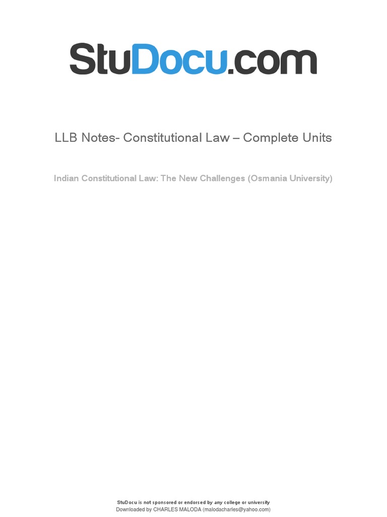 LLB 1st Sem Constitutional Law Notes | PDF | Constitution | Rule Of Law