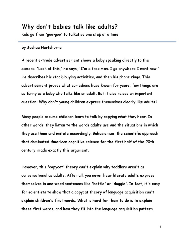Why Don't Babies Talk Like Adults PDF Language Acquisition