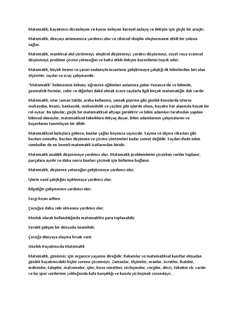 Matematik ne işe yarar PDF