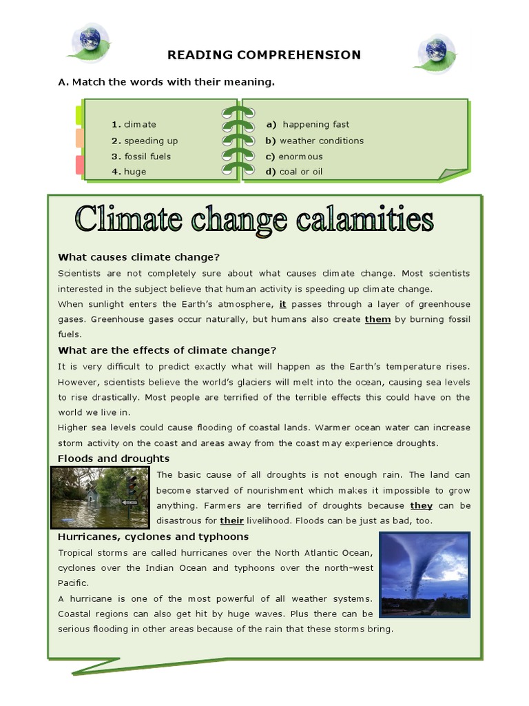 Climate Change Causes and Effects Worksheet | PDF | Tropical Cyclones ...