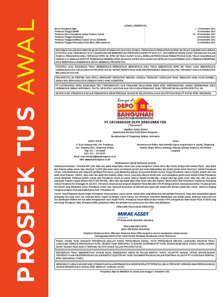 Penawaran Umum Saham PT Caturkarda | PDF