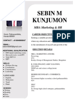 Sebin M Kunjumon: MBA Marketing & HR
