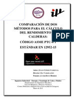 Comparación de Dos Métodos para El Cálculo Del Rendimiento de Calderas - Código Asme PTC-4 y Estándar en 12952-15