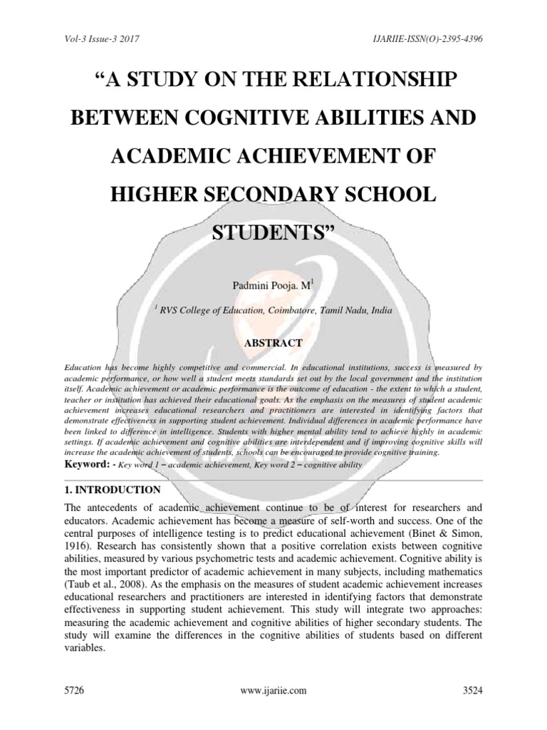 Cognitive Abilities and Academic Success | PDF | Intelligence ...