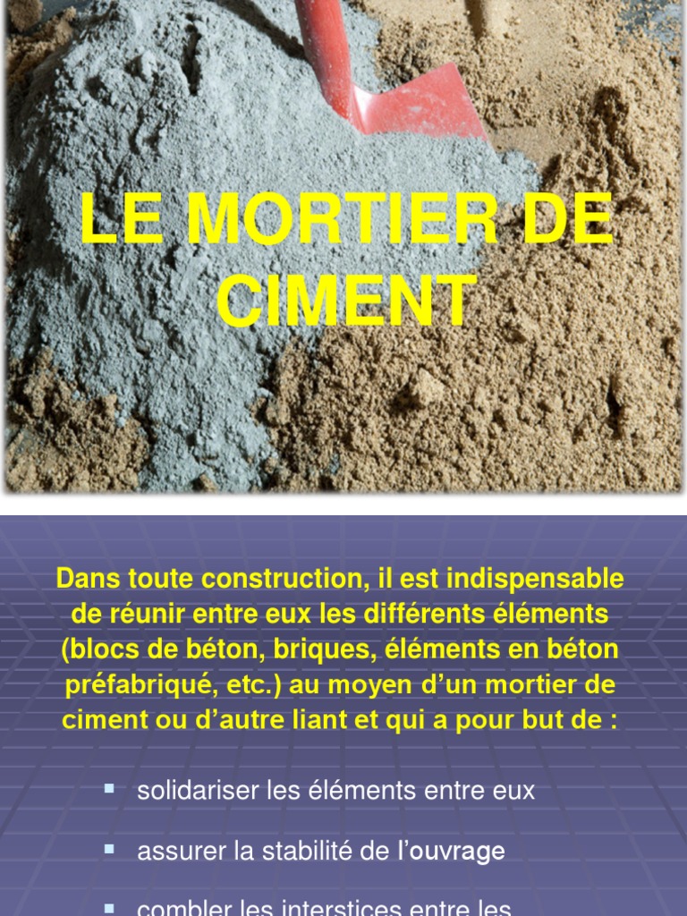 Guide sur le mortier de ciment PDF Mortier (matériau) Ciment — free download