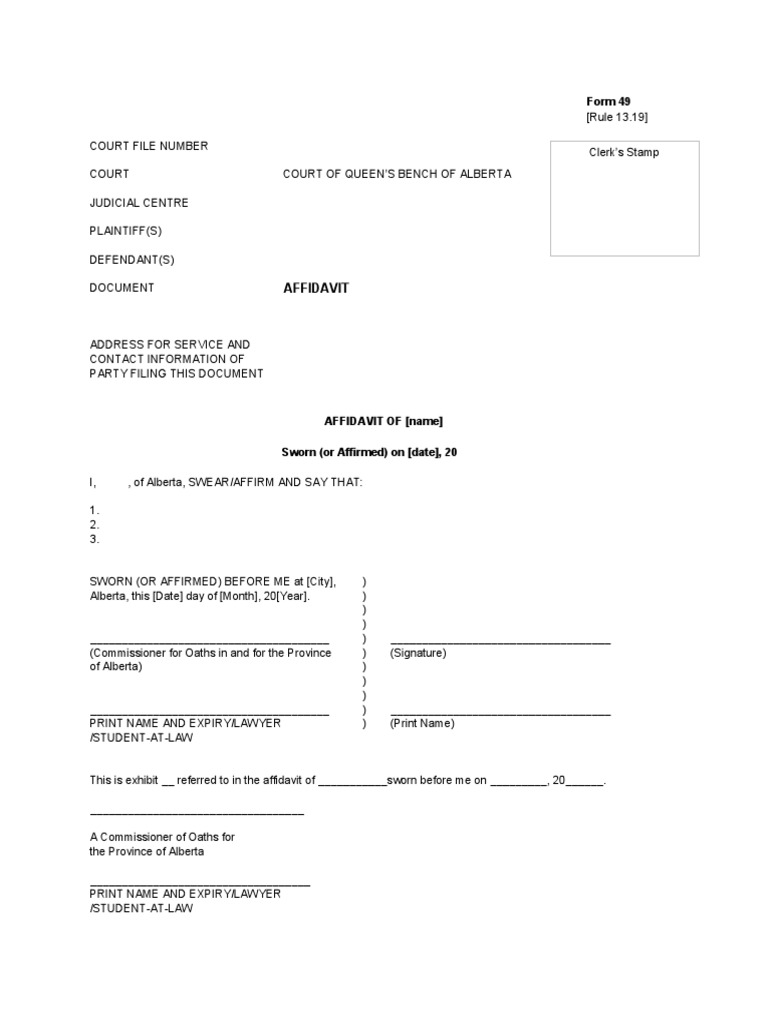 Sample General Affidavit Form | PDF